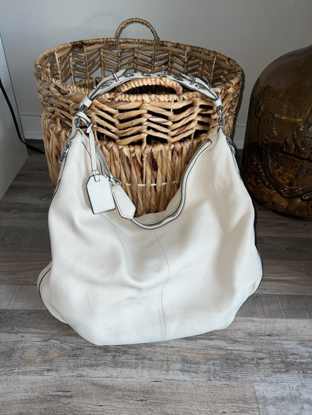 Reed Krakoff White Oversized Leather Hobo Bag